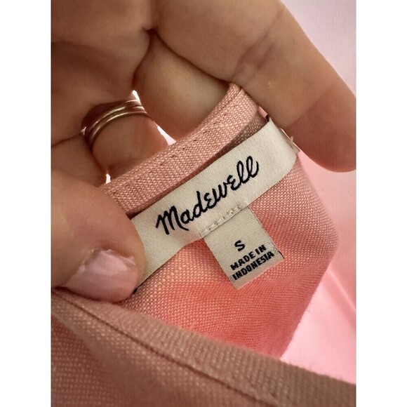Madewell Coverall Jumpsuit Womens Sz Small Pink Stretch Romper Linen Blend NWOT - Picture 6 of 8